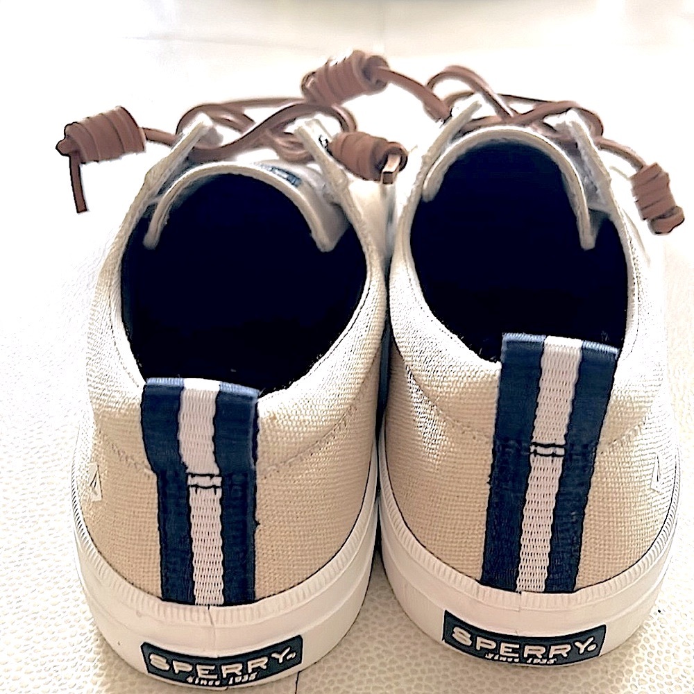 Sperry Crest Vibe Linen Oat Sneakers 9 1/2 Tennis Shoes  Preppy Casual Everyday - Picture 3 of 9